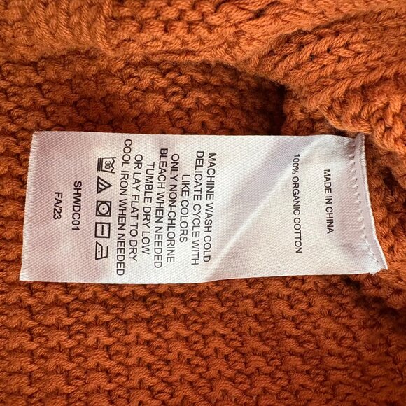 Quince 100% Organic Cotton Cropped Cable Knit Crew Neck Sweater XS Ginger - Picture 6 of 7